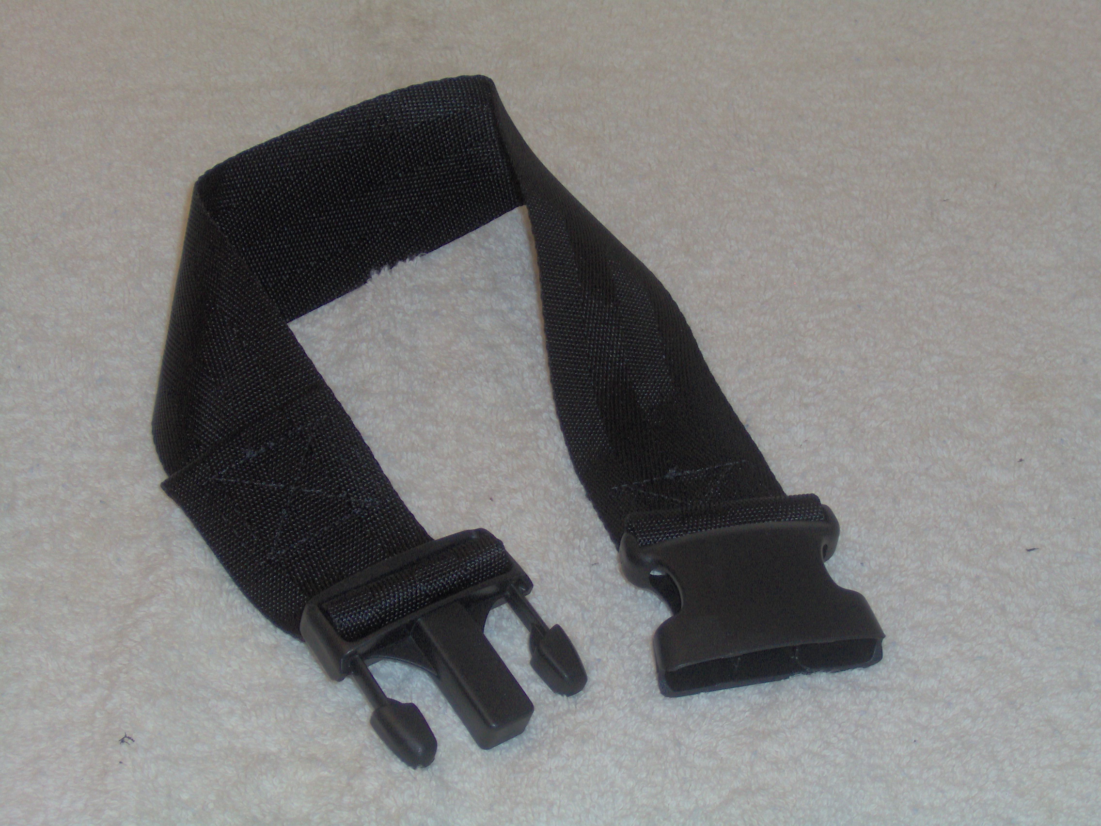 Black Nylon Strap, 2 Wide X 28 Long, Plastic Buckle